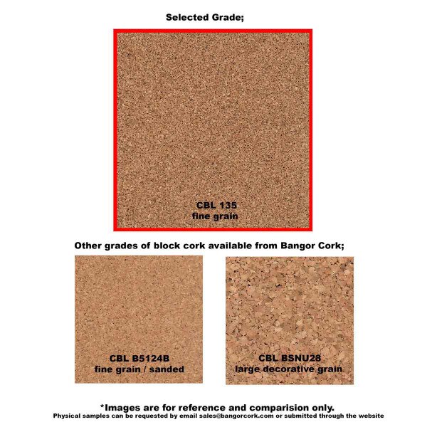 135 1/8" cork sheet comparison